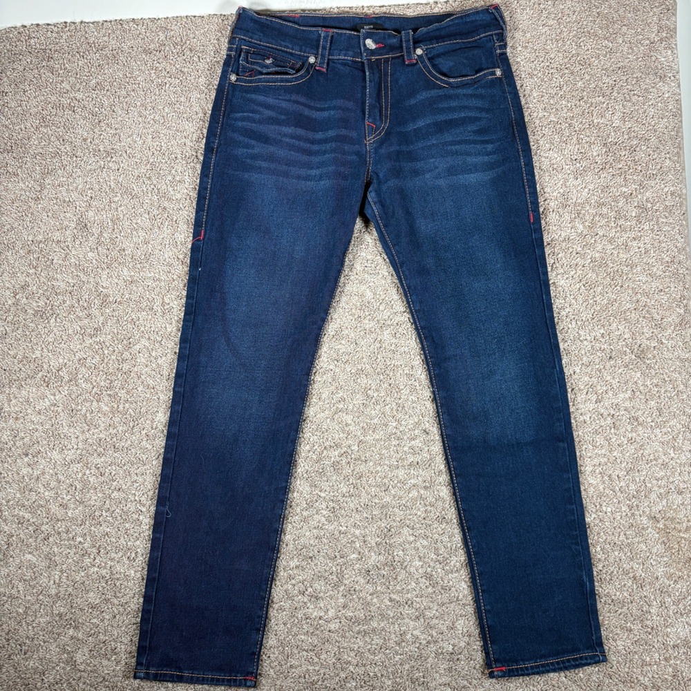 True Religion Rocco Relaxed Skinny Jeans Flap Pocket Stitch Mens 34 x 31